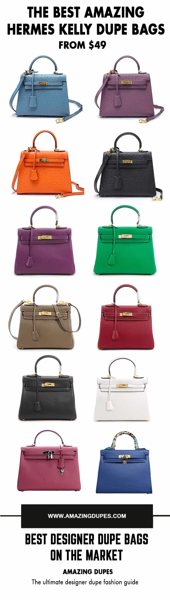 Baginc Hermes Kelly Inspired Dupe Bags 