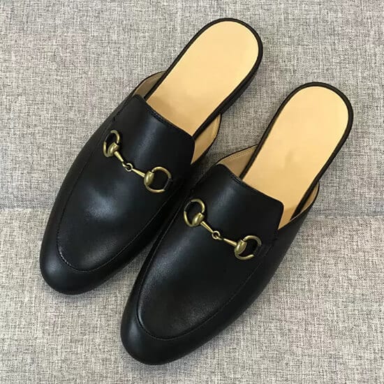 Gucci Fur-Lined Leather Mules dupe