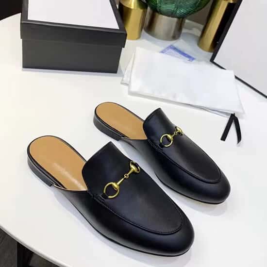 Black Gucci Princetown loafer mule 
