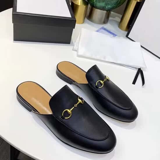 Black Gucci Princetown loafer mule