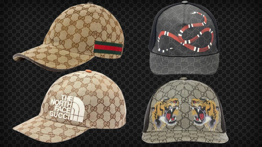 four colors of Gucci dupe baseball caps banner