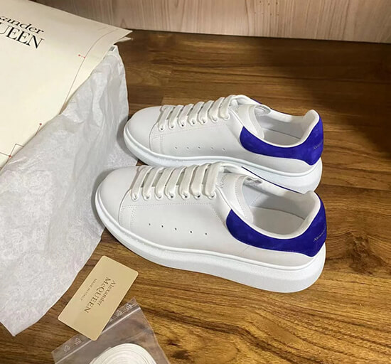 blue and white Alexander McQueen shoes