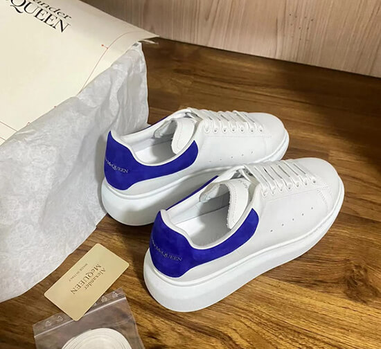 white and blue alexander McQueen sneakers 