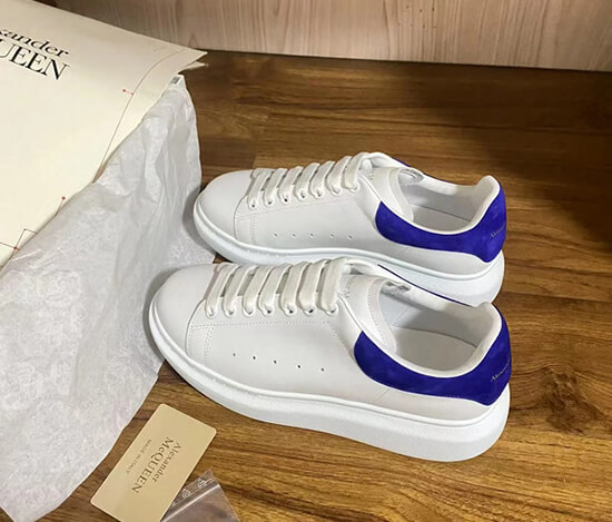 blue and white alexander mcqueen shoes side view