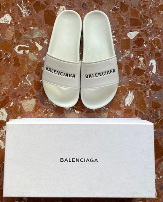 white balenciaga slides reps 