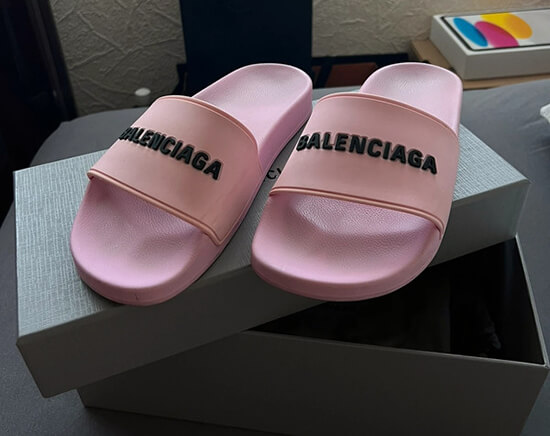 comfortable Balenciaga slides with logo