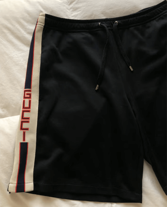 Close up of cheap designer pants : Gucci shorts DHgate sells