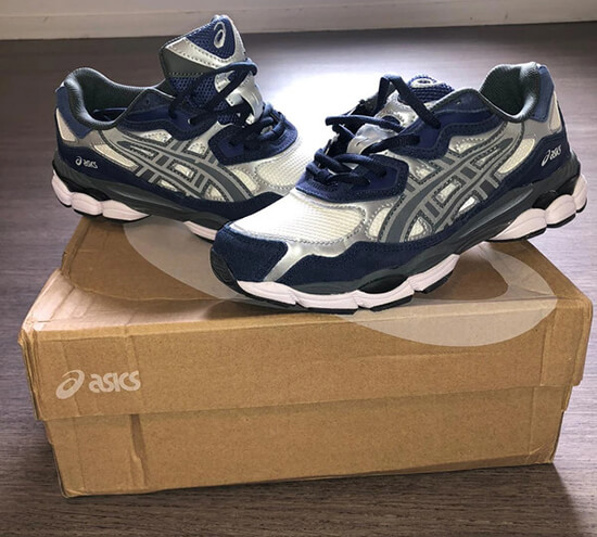 Affordable Sneaker Alternatives: Multiple pairs of Asics NYC replicas lined up, offering a variety of color options